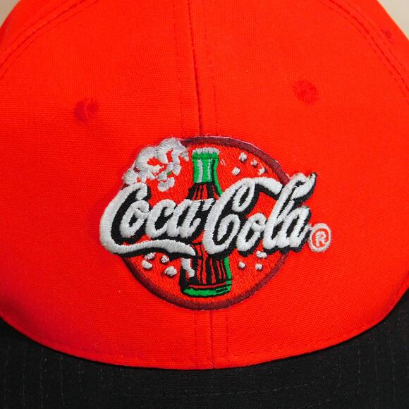 Vintage Coca Cola Strapback Hat Riverside Adjustable Red Black Embroidered 90s - Picture 2 of 7